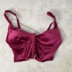 Forever 21 corset velvet burgundy top
